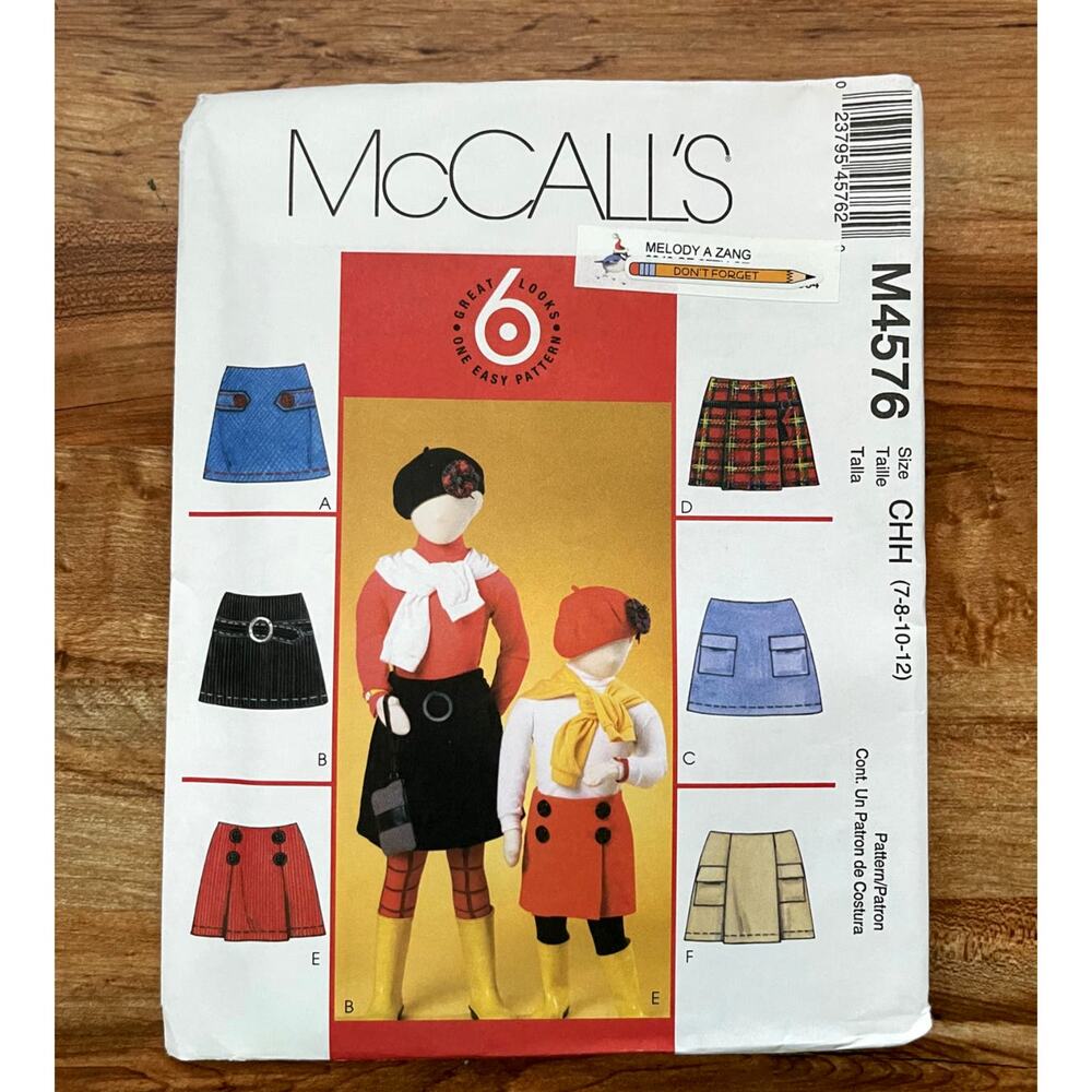 UNCUT Vintage Y2K McCalls 4576 Sewing Pattern Sz XXS-S Mini Skort Sets 6 Styles